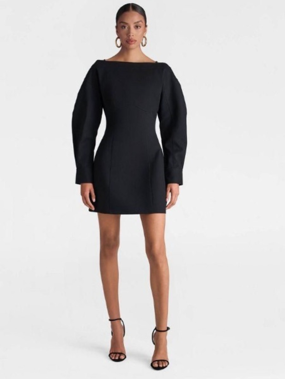 NWT KBB Black Long-Sleeve Boatneck Mini Dress.